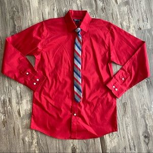 NWOT Tommy Hilfiger Red “TH Flex” Button-Down Detachable Tie - 16